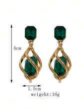 Charger l'image dans la galerie, Boucles d'Oreilles avec Gemmes Vertes et Diamants