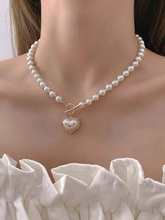 Charger l'image dans la galerie, Collier Perles en Forme de Coeur avec Pendentif et Strass