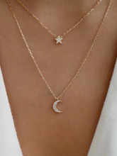 Charger l'image dans la galerie, Élégante conception en couches de diamants étoiles et lune