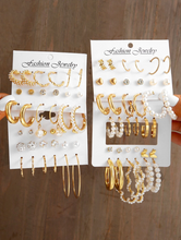 Charger l'image dans la galerie, Boucles d'Oreilles avec Perles Faussement Aléatoires et Strass Étincelants