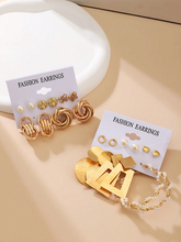 Charger l'image dans la galerie, Boucles d'Oreilles Tendance en Alliage de Zinc avec Fausse Perle, Strass et Motif Géométrique Torsadé