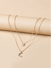 Charger l'image dans la galerie, Élégante conception en couches de diamants étoiles et lune