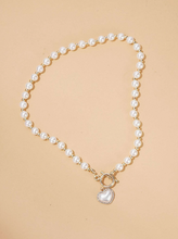 Charger l'image dans la galerie, Collier Perles en Forme de Coeur avec Pendentif et Strass