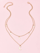 Charger l'image dans la galerie, Élégant Collier Double Couche Étoile et Lune