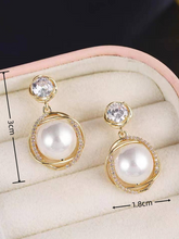 Charger l'image dans la galerie, Boucles d'oreilles à la Mode en Alliage de Fer avec Fausse Perle et Strass