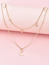 Charger l'image dans la galerie, Élégant Collier Double Couche Étoile et Lune