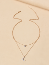 Charger l'image dans la galerie, Élégante conception en couches de diamants étoiles et lune