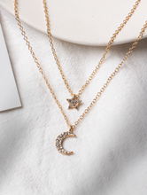 Charger l'image dans la galerie, Élégante conception en couches de diamants étoiles et lune
