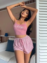 Charger l'image dans la galerie, Ensemble Pyjama avec Imprimé Lettre et Rayures, Agrémenté d'un Nœud