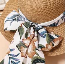 Charger l'image dans la galerie, Chapeau de Paille à Motif Floral Orné d'un Nœud Papillon