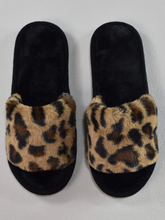Charger l'image dans la galerie, Pantoufles pour Femme à la Mode, Duveteuses à Motif Léopard avec Bout Ouvert