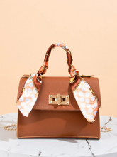 Charger l'image dans la galerie, Mini Sac Carré à motif Aléatoire avec détail Foulard en cuir