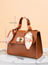 Charger l'image dans la galerie, Mini Sac Carré à motif Aléatoire avec détail Foulard en cuir